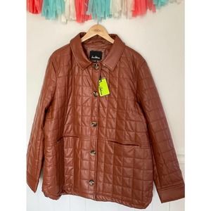 NO TAGS Sam Edelman Brown Quilted Leather Jacket